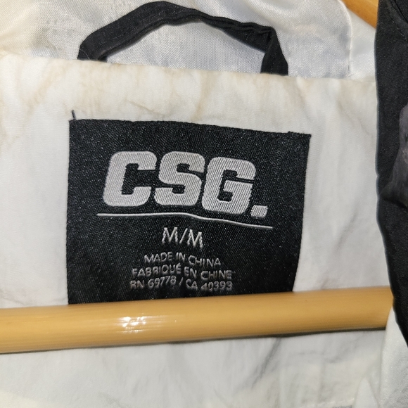 CSG Black & White Zip Up Hoodie Windbreaker Jacket sz Medium - Picture 3 of 7